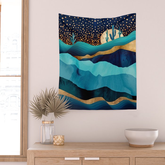 Indigo Desert Night Wall Tapestry Gallery Image 2