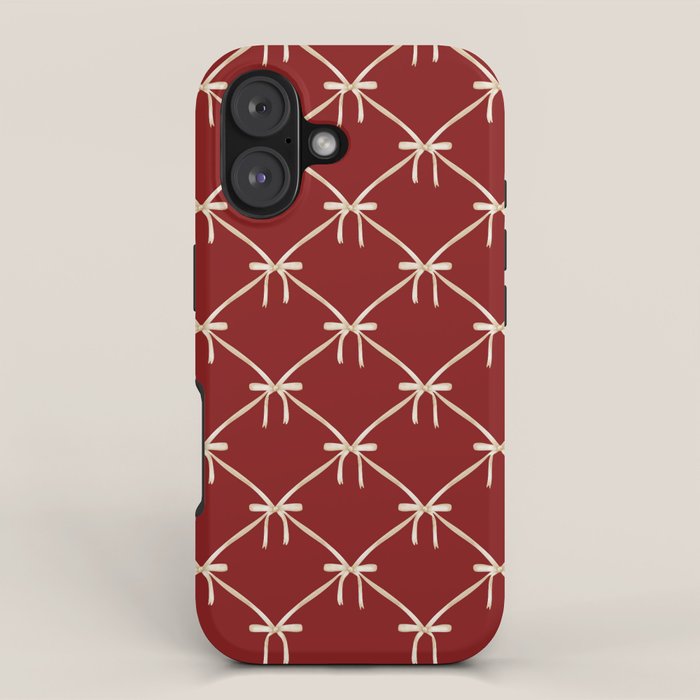 Bows & Ribbons Pattern XI Ruby Red iPhone Case Gallery Image 1