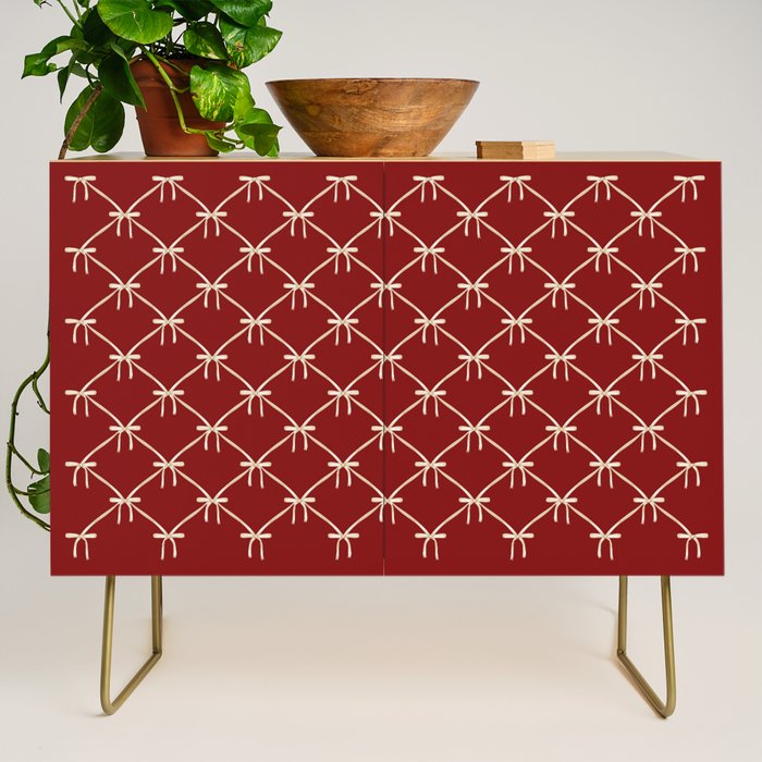 Bows & Ribbons Pattern XI Ruby Red Credenza Gallery Image 1