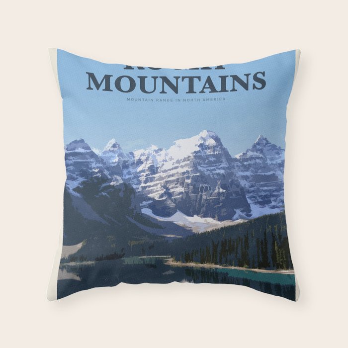 Visit Rocky mountains Throw Pillow Gallery Image 1