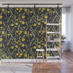 Dandelions, green, yellow and black Wall Mural Gallery Image 1