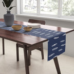 Boho Prints, Raindrops, Indigo Blue, Minimalism, Abstract Art Table Runner Gallery Image 2