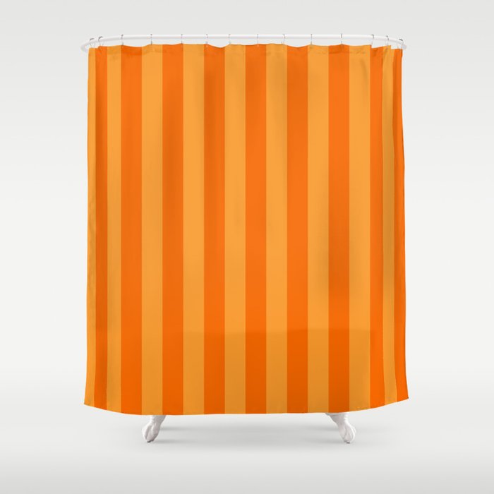 Orange Stripes Vertical Stripe Pattern Shower Curtain Gallery Image 1