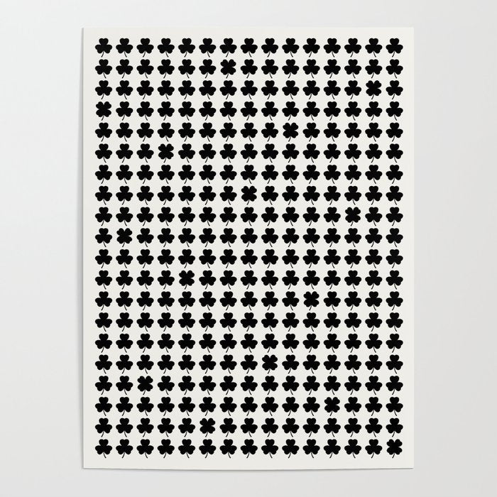 Clovers I Black and White Botanical Pattern Poster Gallery Image 4