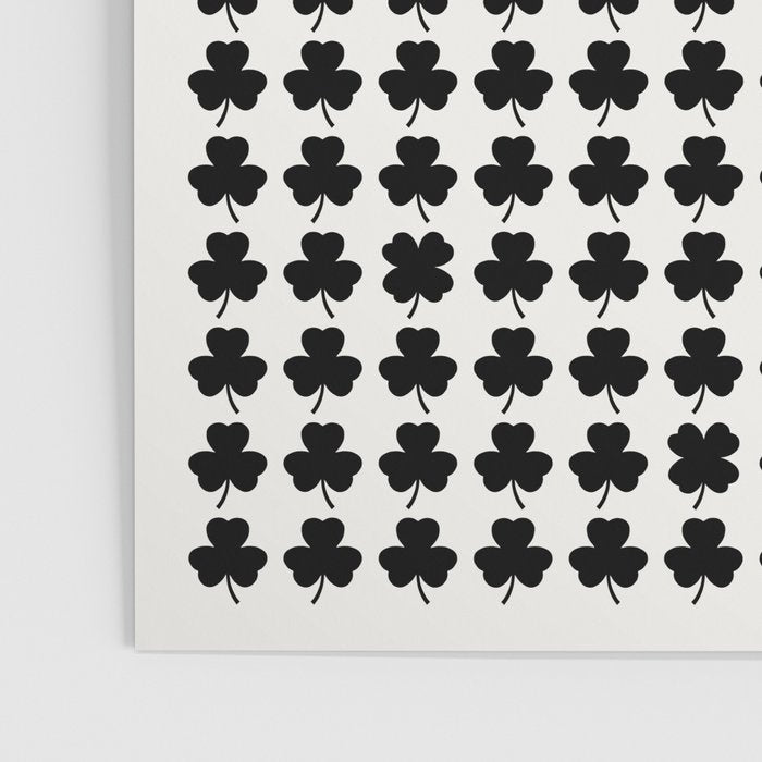 Clovers I Black and White Botanical Pattern Poster Gallery Image 3