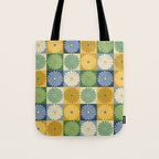 Retro Flowers Check Pattern XXI Tote Bag Gallery Image 1