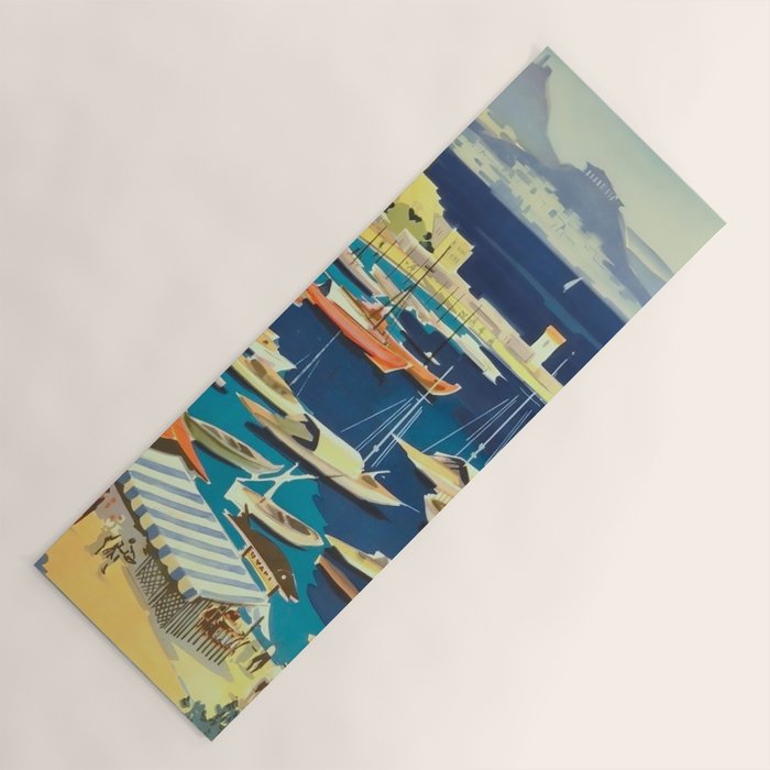 Greece Mid Century Travel Poster Yoga Mat Gallery Image 1