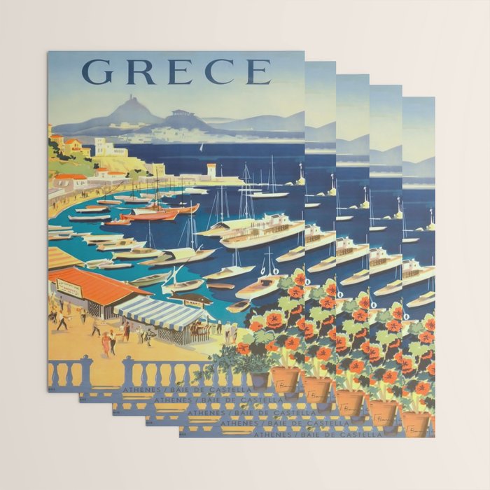 Greece Mid Century Travel Poster Wrapping Paper Gallery Image 3