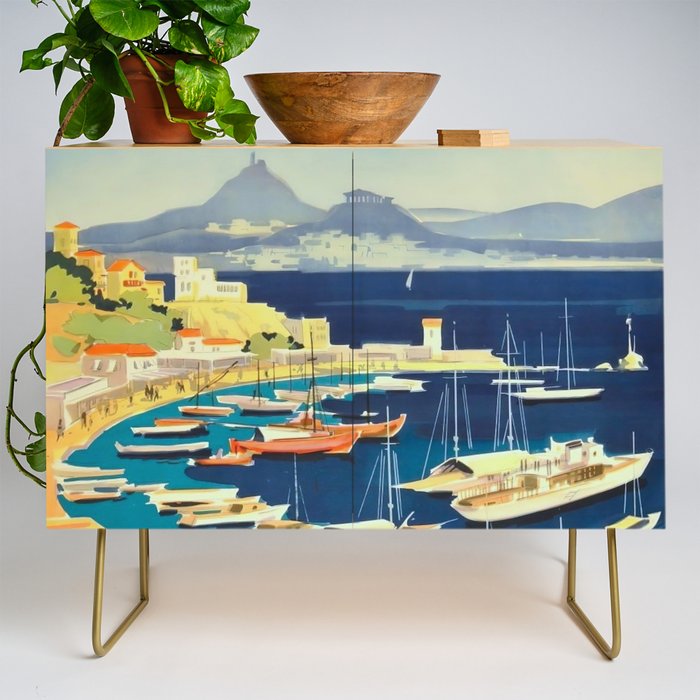 Greece Mid Century Travel Poster Credenza Gallery Image 1