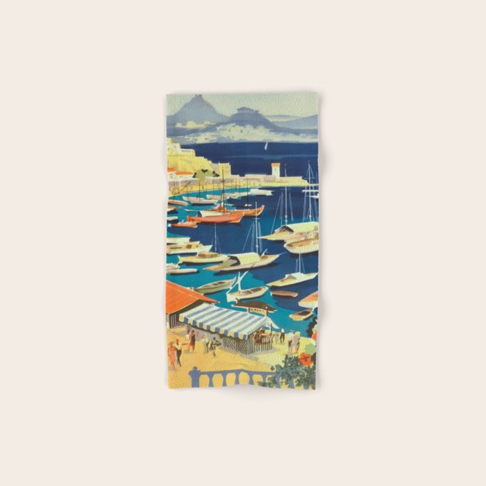 Greece Mid Century Travel Poster Bath Towel Gallery Image 1