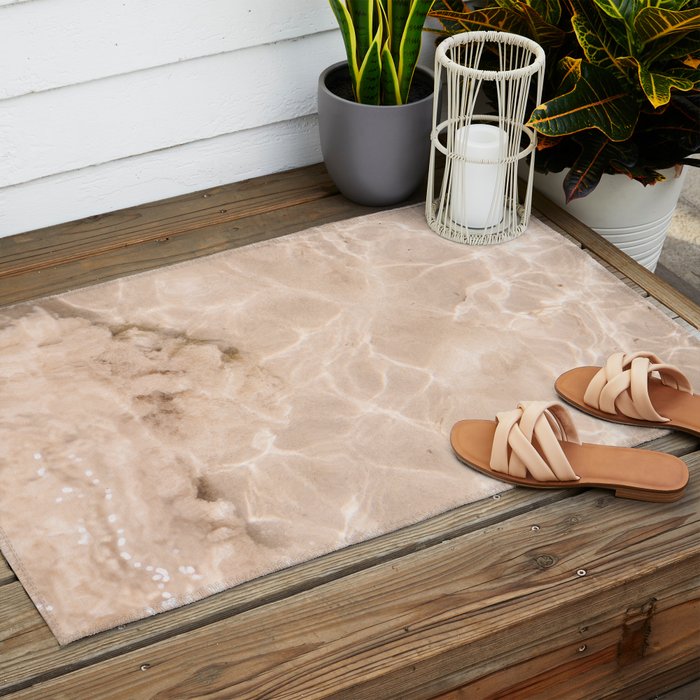 Coral Clear water | beach fine art photography | sea wave and sand Outdoor Rug Gallery Image 2