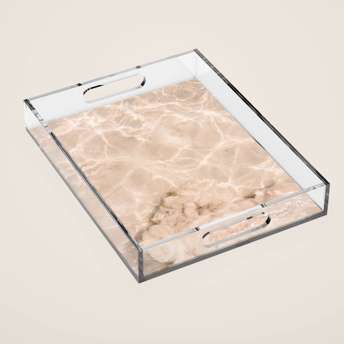 Coral Clear water | beach fine art photography | sea wave and sand Acrylic Tray Gallery Image 1