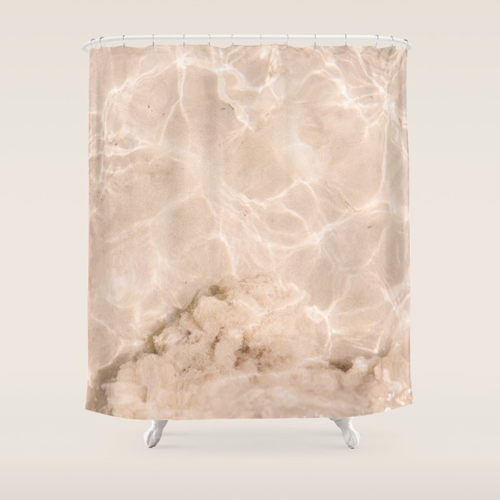 Coral Clear water | beach fine art photography | sea wave and sand Shower Curtain Gallery Image 1