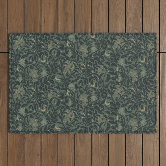 Mysterious Garden - moss green Outdoor Rug