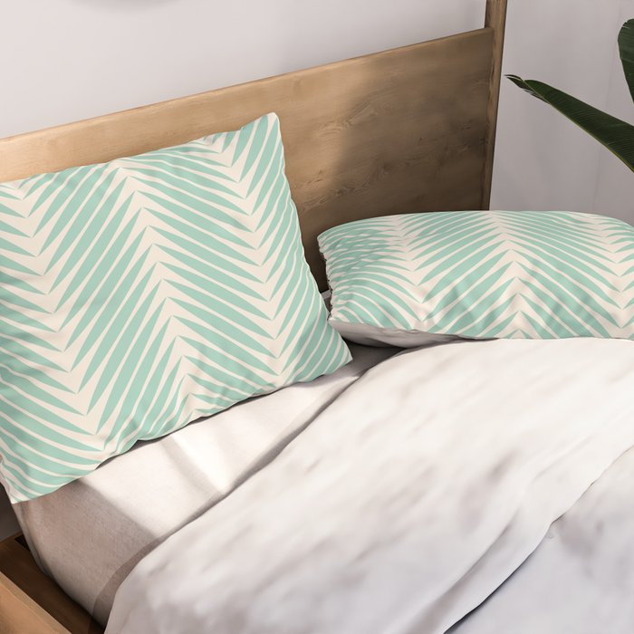 Palm Leaf Pattern - Turquoise Pillow Sham Gallery Image 2