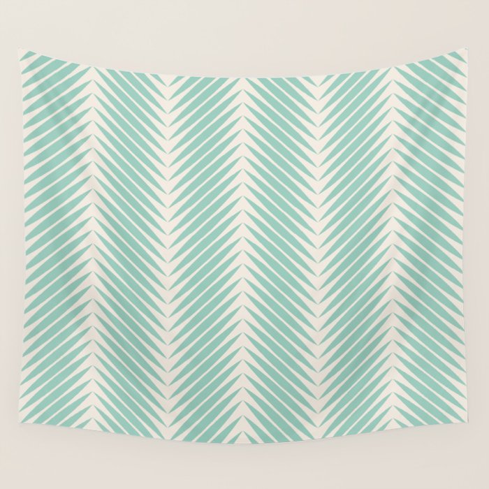 Palm Leaf Pattern - Turquoise Wall Tapestry Gallery Image 1