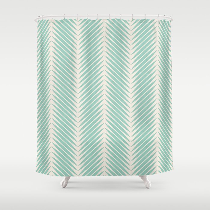 Palm Leaf Pattern - Turquoise Shower Curtain Gallery Image 1