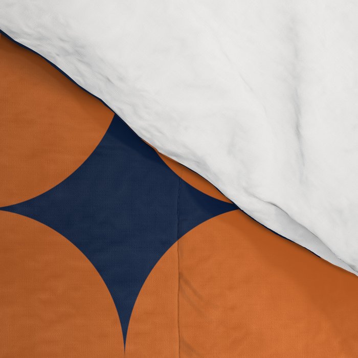 Abstraction Shapes 30 in vintage Orange and Navy Blue Comforter Gallery Image 4
