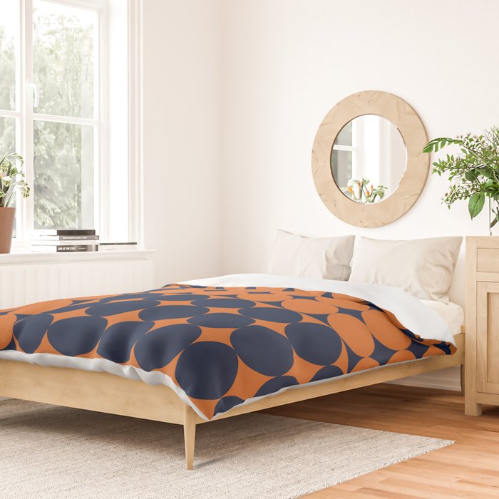 Abstraction Shapes 30 in vintage Orange and Navy Blue Duvet Cover Gallery Image 2