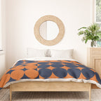 Abstraction Shapes 30 in vintage Orange and Navy Blue Duvet Cover Gallery Image 3