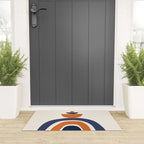 Abstract Shapes 14 in Orange and Navy Blue (Rainbow and Moon Phases Abstraction) Welcome Mat Gallery Image 3