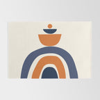 Abstract Shapes 14 in Orange and Navy Blue (Rainbow and Moon Phases Abstraction) Rug Gallery Image 2