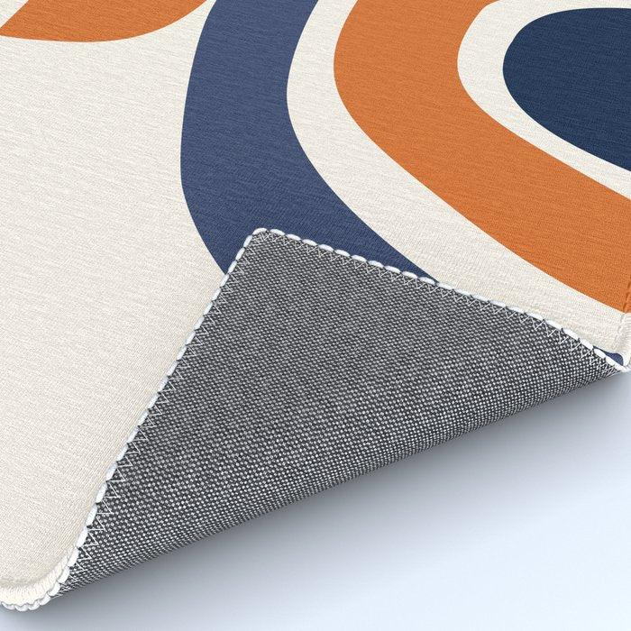 Abstract Shapes 14 in Orange and Navy Blue (Rainbow and Moon Phases Abstraction) Rug Gallery Image 4