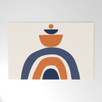 Abstract Shapes 14 in Orange and Navy Blue (Rainbow and Moon Phases Abstraction) Welcome Mat Gallery Image 1