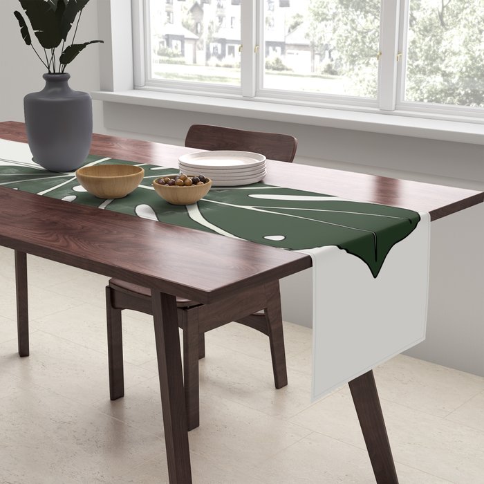 Split Philodendron Leaf Illustration Table Runner Gallery Image 2