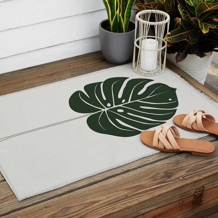 Split Philodendron Leaf Illustration Outdoor Rug Gallery Image 2
