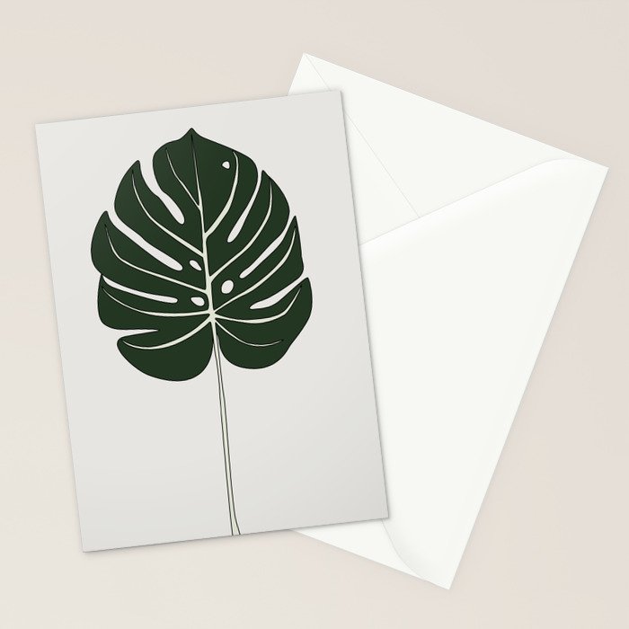 Split Philodendron Leaf Illustration Stationery Card Gallery Image 2