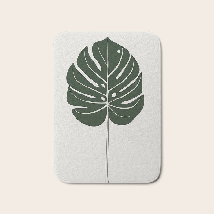 Split Philodendron Leaf Illustration Bath Mat Gallery Image 1