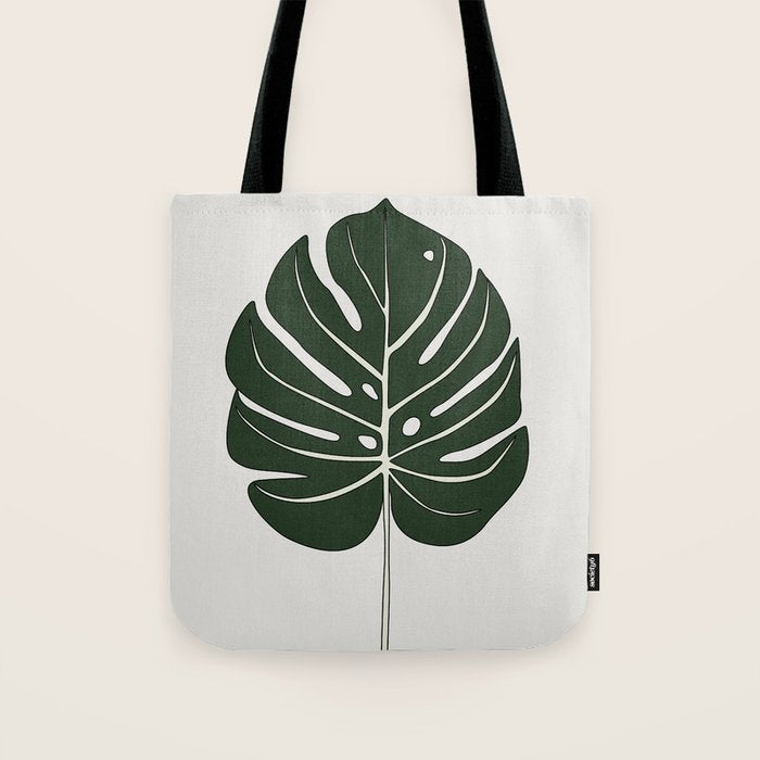 Split Philodendron Leaf Illustration Tote Bag Gallery Image 1