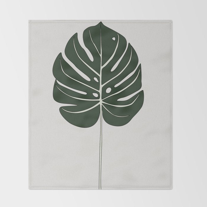 Split Philodendron Leaf Illustration Throw Blanket Gallery Image 2
