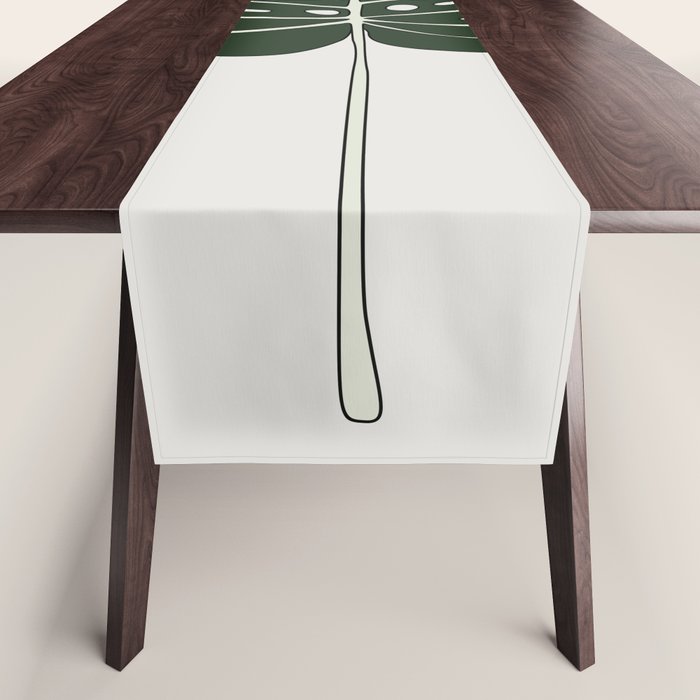 Split Philodendron Leaf Illustration Table Runner Gallery Image 1