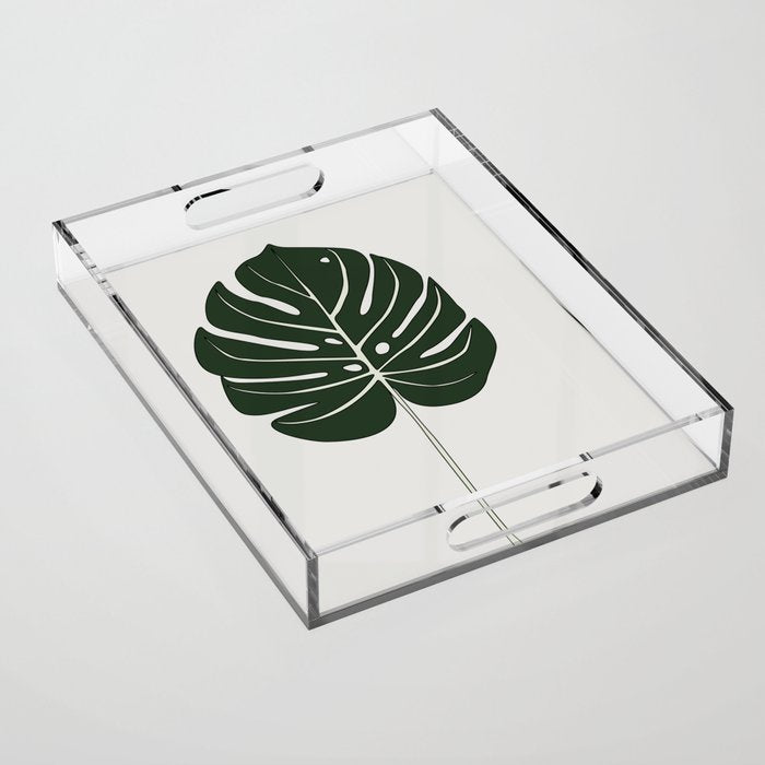 Split Philodendron Leaf Illustration Acrylic Tray Gallery Image 1