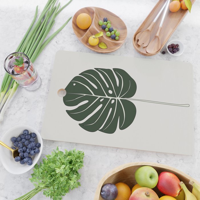Split Philodendron Leaf Illustration Cutting Board Gallery Image 2