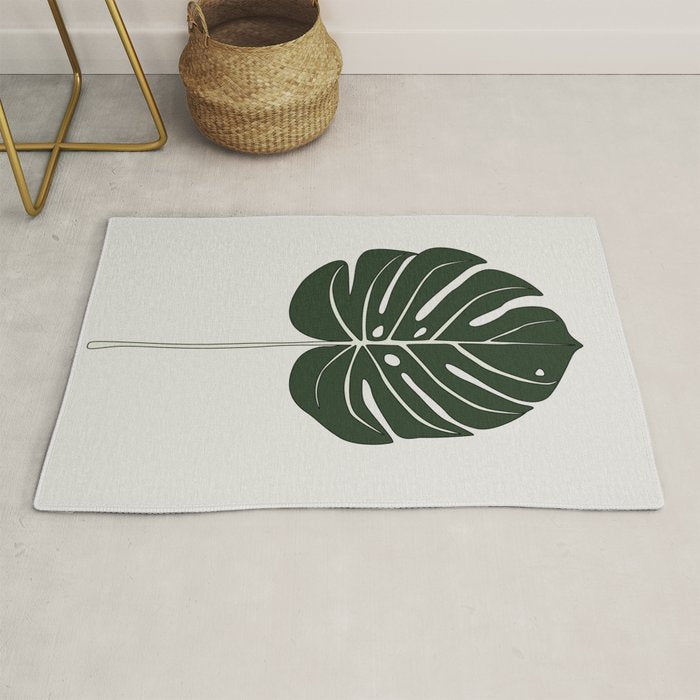 Split Philodendron Leaf Illustration Rug Gallery Image 1