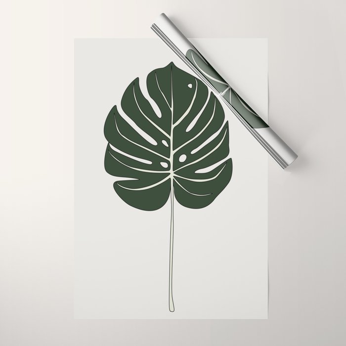 Split Philodendron Leaf Illustration Wrapping Paper Gallery Image 1