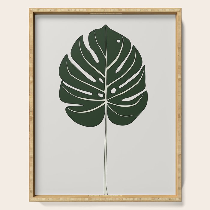 Split Philodendron Leaf Illustration Serving Tray Gallery Image 1
