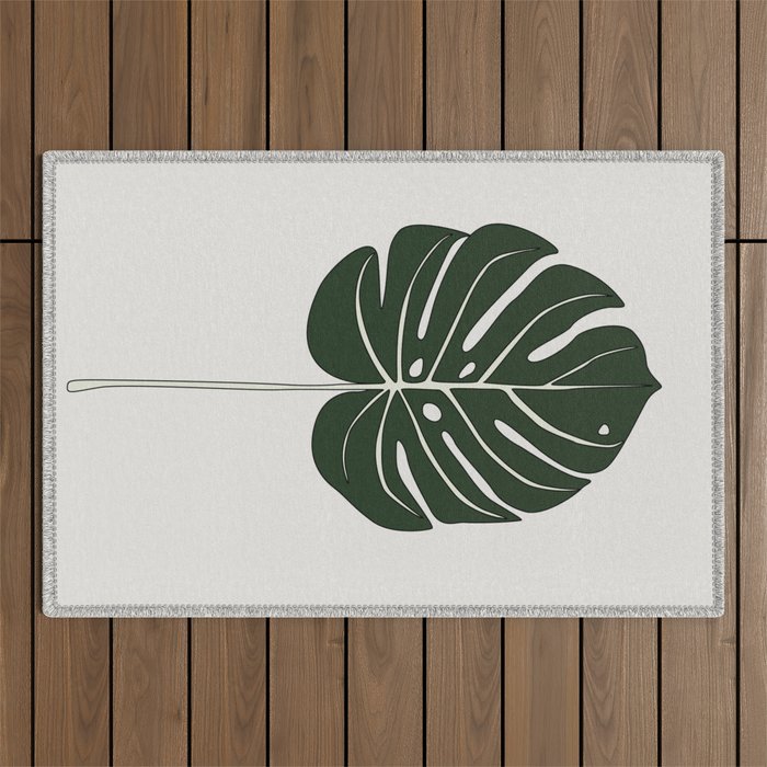 Split Philodendron Leaf Illustration Outdoor Rug Gallery Image 1