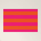 Bright Neon Pink and Orange Horizontal Cabana Tent Stripes Welcome Mat Gallery Image 1