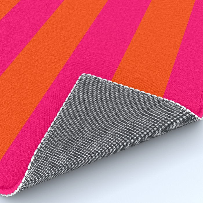 Bright Neon Pink and Orange Horizontal Cabana Tent Stripes Rug Gallery Image 4