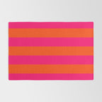 Bright Neon Pink and Orange Horizontal Cabana Tent Stripes Rug Gallery Image 2
