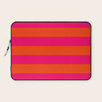 Bright Neon Pink and Orange Horizontal Cabana Tent Stripes Laptop Sleeve Gallery Image 1