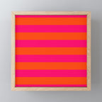 Bright Neon Pink and Orange Horizontal Cabana Tent Stripes Mini Art Print Gallery Image 1