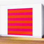 Bright Neon Pink and Orange Horizontal Cabana Tent Stripes Wall Mural Gallery Image 2