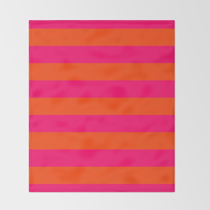 Bright Neon Pink and Orange Horizontal Cabana Tent Stripes Throw Blanket Gallery Image 2