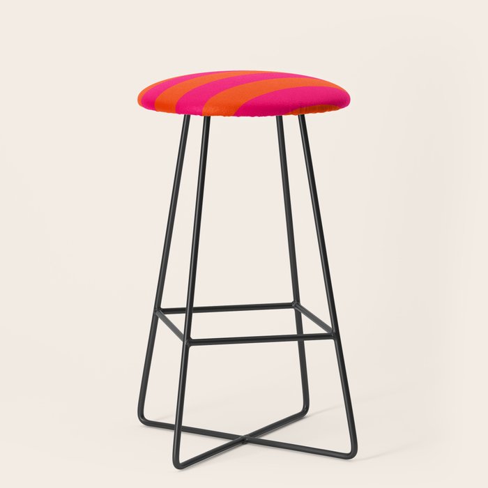 Bright Neon Pink and Orange Horizontal Cabana Tent Stripes Stool Gallery Image 1