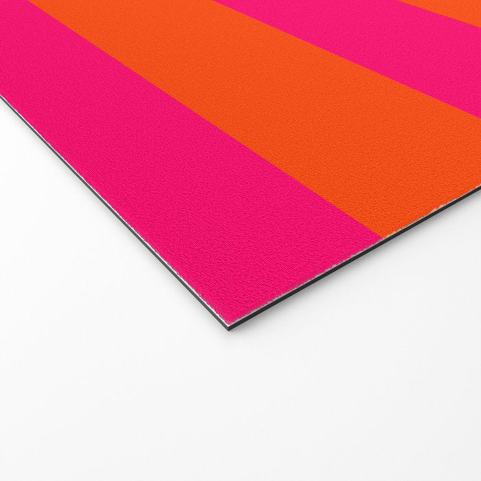 Bright Neon Pink and Orange Horizontal Cabana Tent Stripes Welcome Mat Gallery Image 2